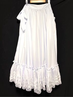 Vintage White Square Dance Prairie Petticoat Half Slip Lace Trim